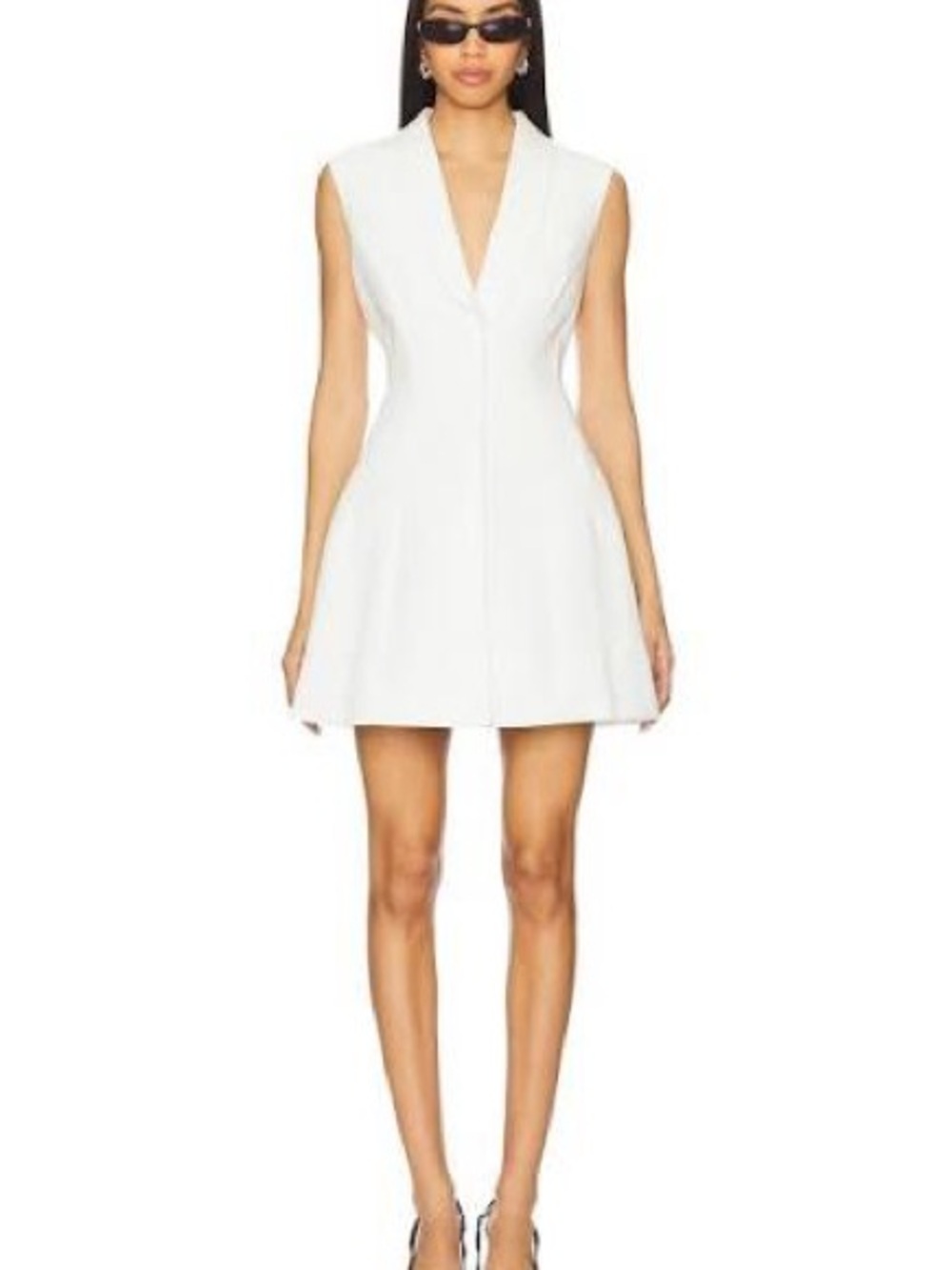 Bardot White V-Neck Sleeveless Fit-and-Flare Dress